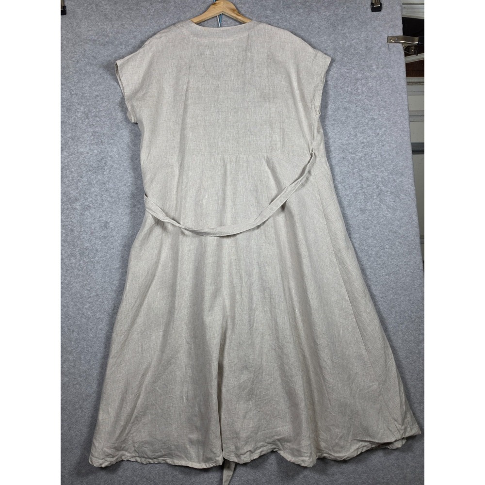 Only Child Dress Size 3XL Oatmeal Palo Wrap Minimalist Lagenlook Peasant Linen - Picture 5 of 13